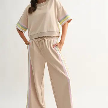Game Day Pastel Stripe Lounge Top