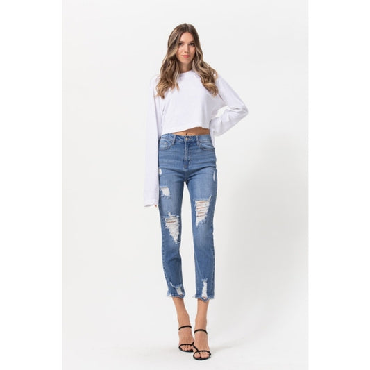 Jelly Jeans High Rise Distressed Straight Denim Jeans