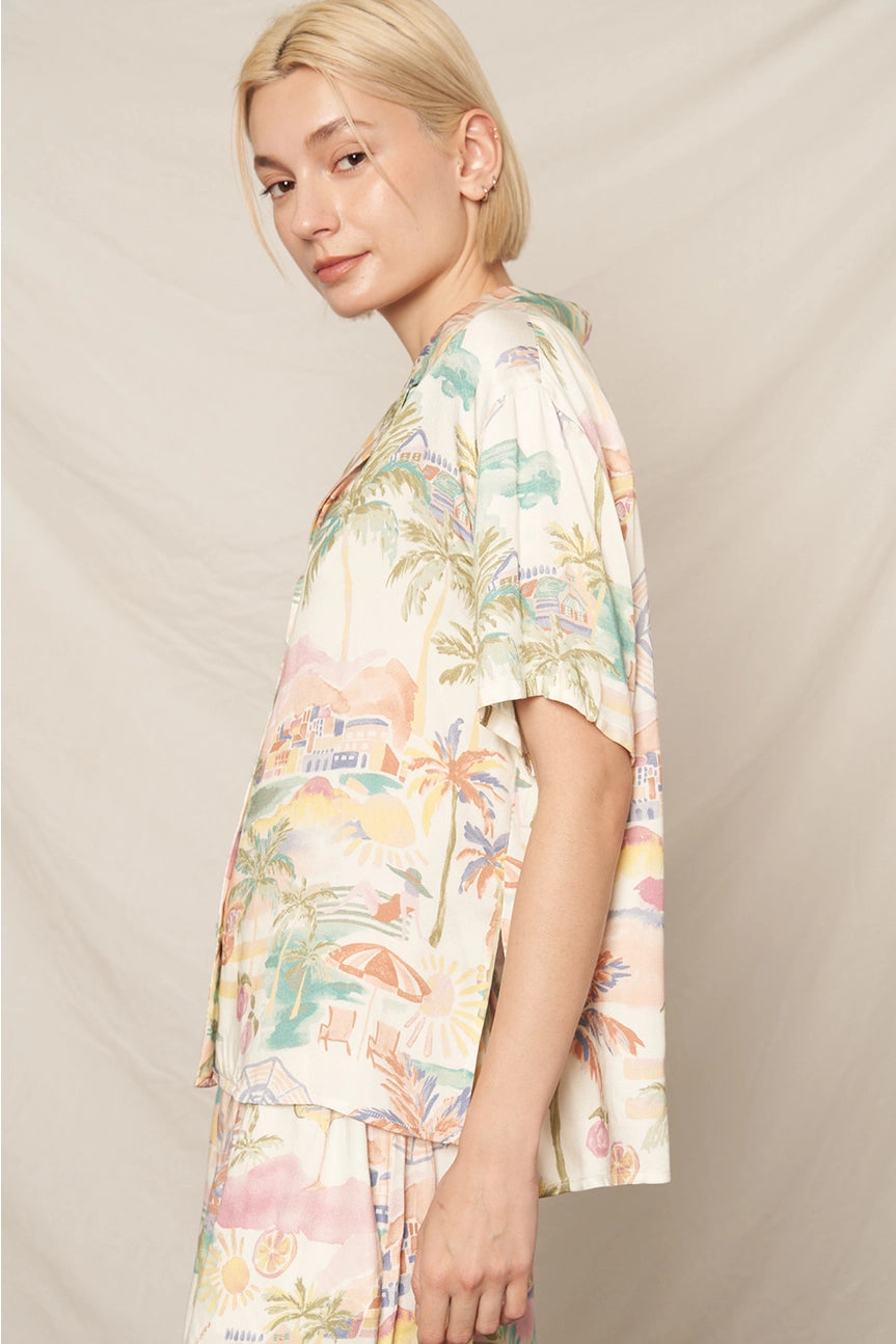 Beachy Print Short Sleeve Shirt and Short Set