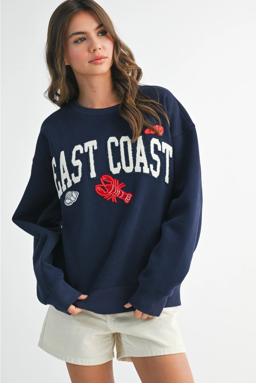 East Coast Navy Vintage Fleece Pullover Sweatshirt