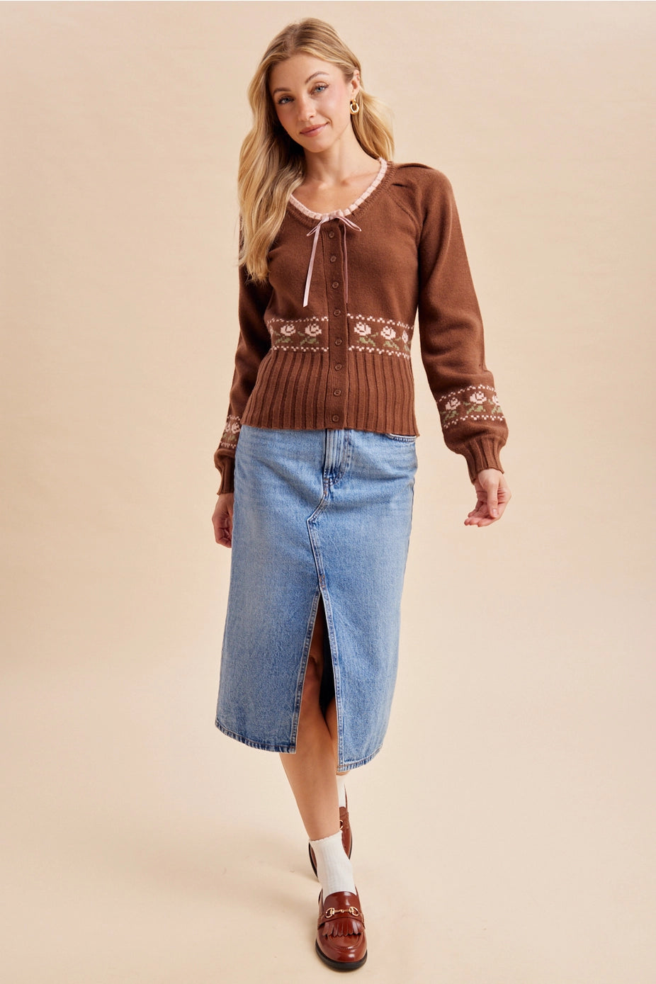 Cedar Floral Knitted Sweater Top