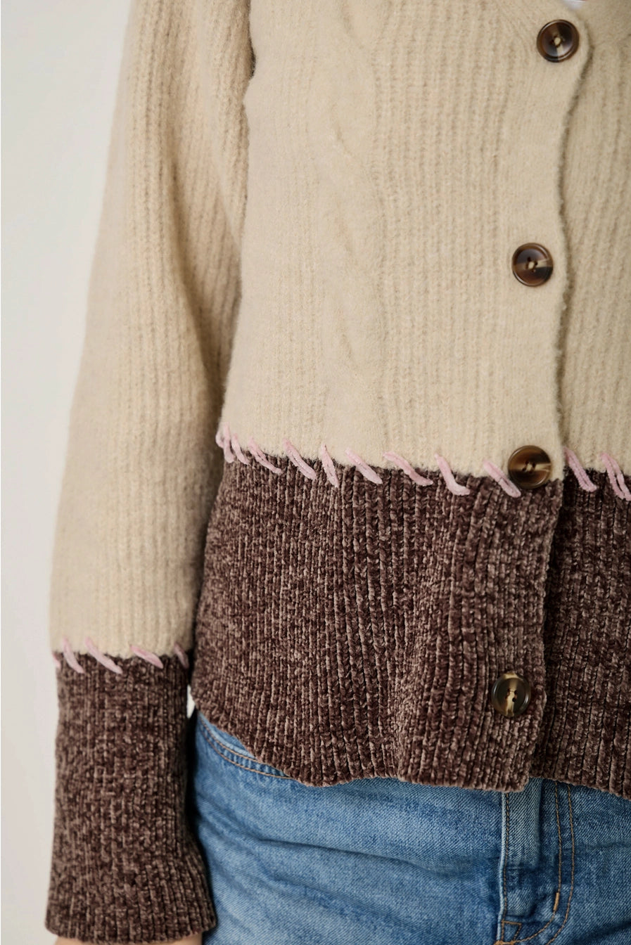 Whip Stitch Color Block Cardigan
