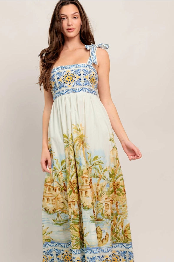 Ivory Village Mosaic Smocked Maxi Dress