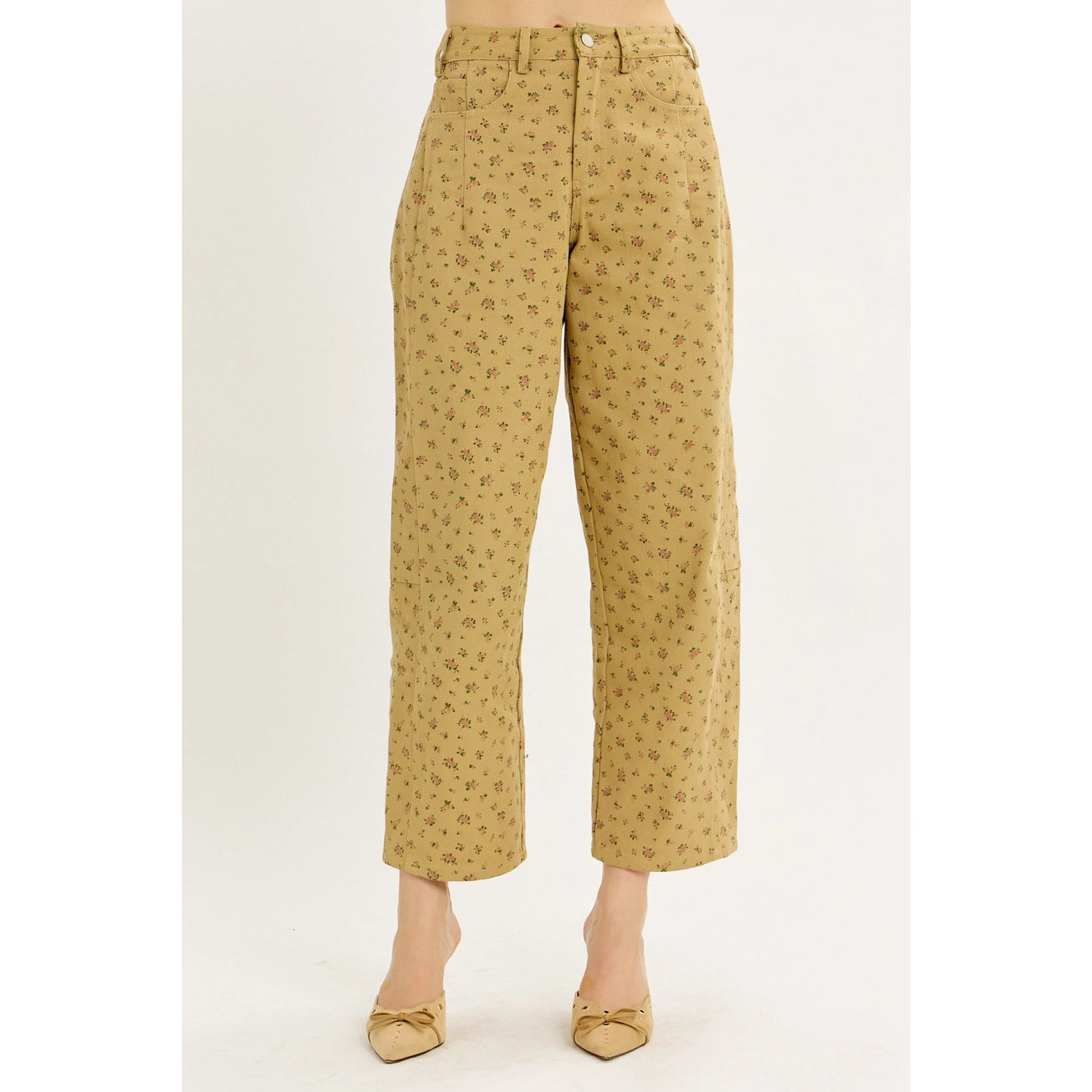 Ditsy Flower Twill Barrel Leg Pants