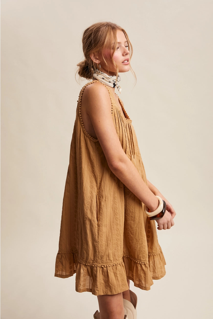 Textured Pintuck Mini Dress