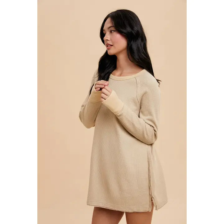 Garment Washed Thermal Tunic - Oatmeal