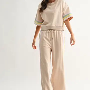 Game Day Pastel Stripe Lounge Top