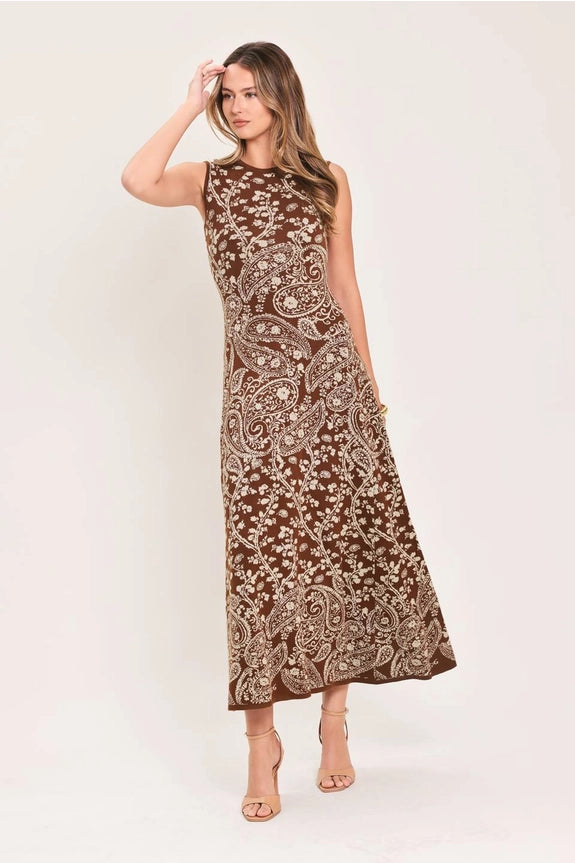 Jacquard Knit Sweater Midi Dress