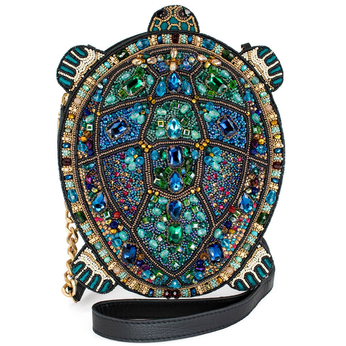 Mary Frances Wave Rider Beaded Turtle Crossbody Handbag