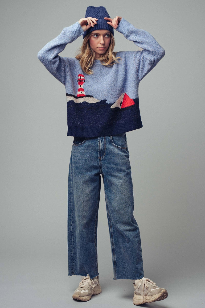 Nautical Lighthouse Knit Sweater