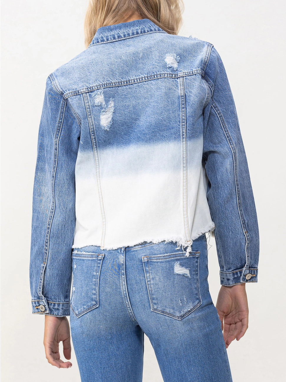 Tidal Waves Classic Crop Jacket W Bottom Bleach Detail