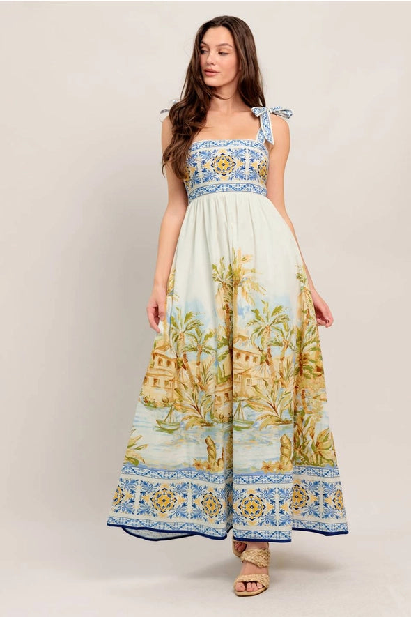 Ivory Village Mosaic Smocked Maxi Dress