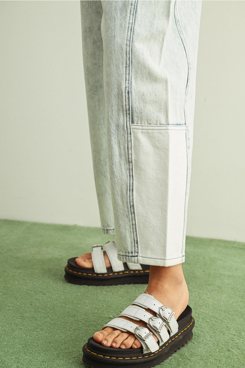 Light Blue Combination Barrel Denim Pants