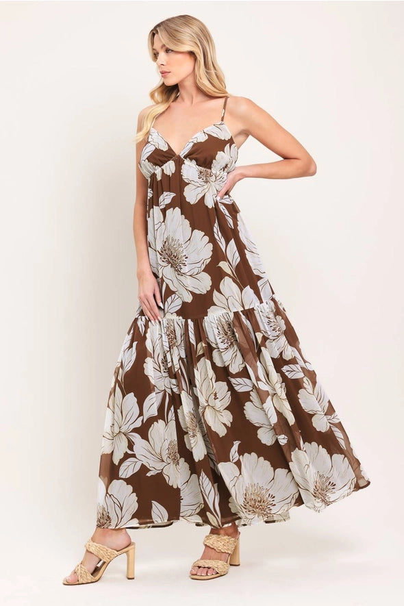 Brown Floral Maxi Dress