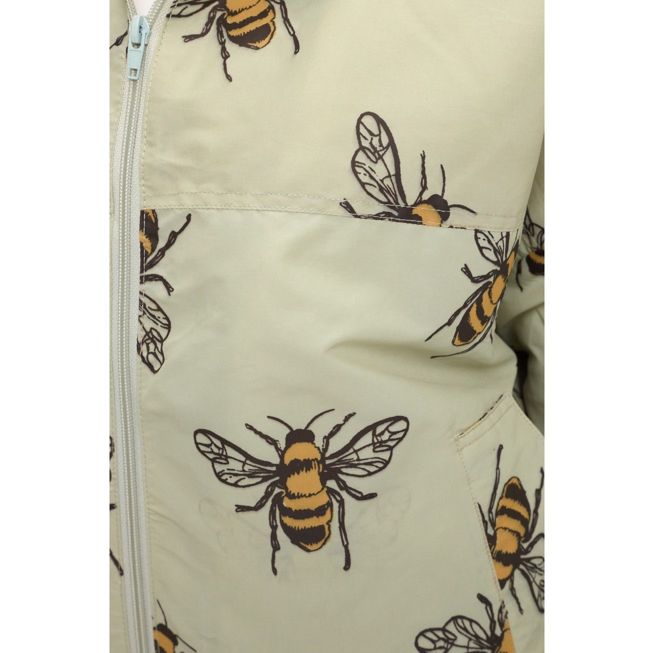 Bumble Bee Print Bomber Puffer Jacket