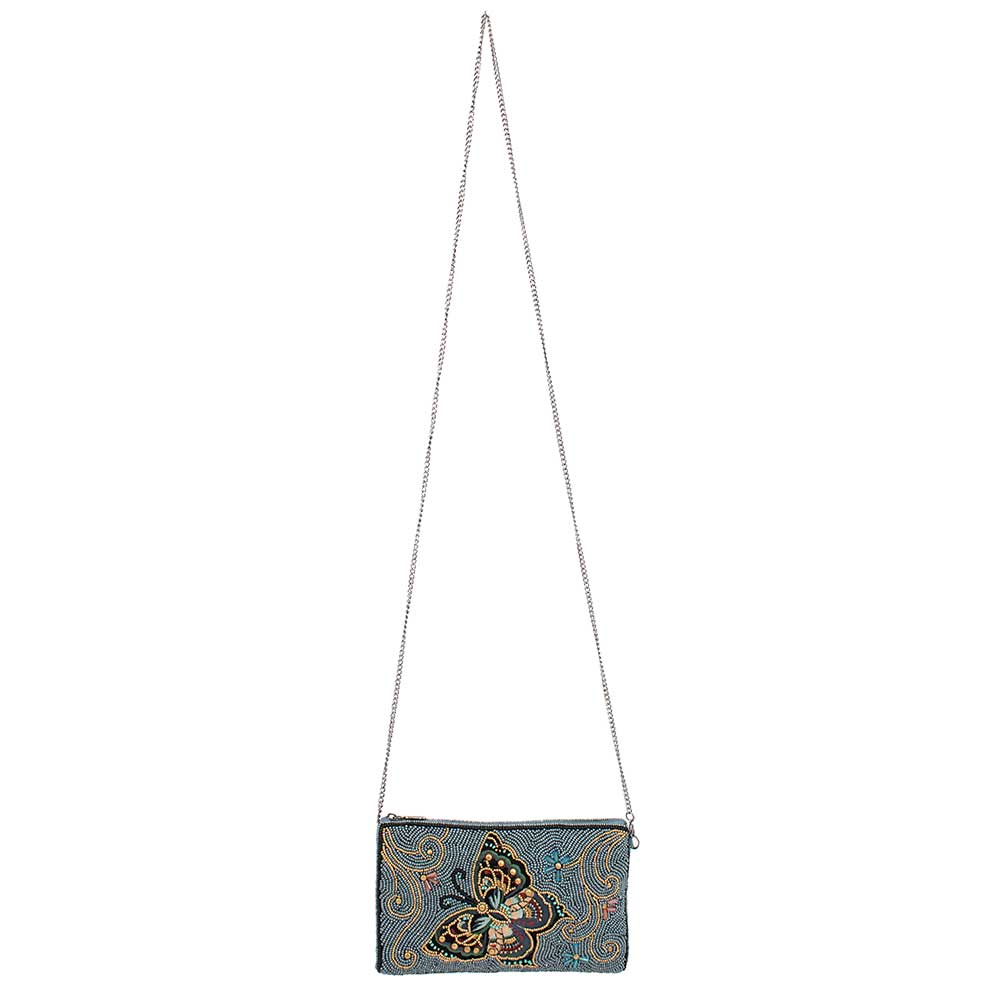 Mary Frances Mariposa Beaded Butterfly Blue Crossbody Phone Bag