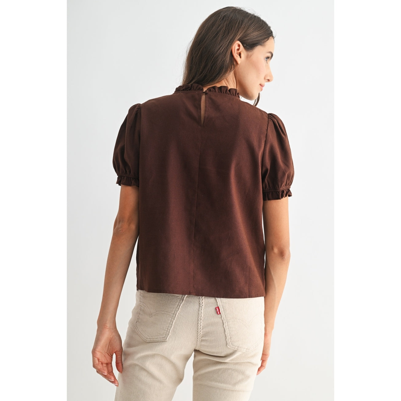 Embroidered Eyelet Blouse with Puff Sleeves