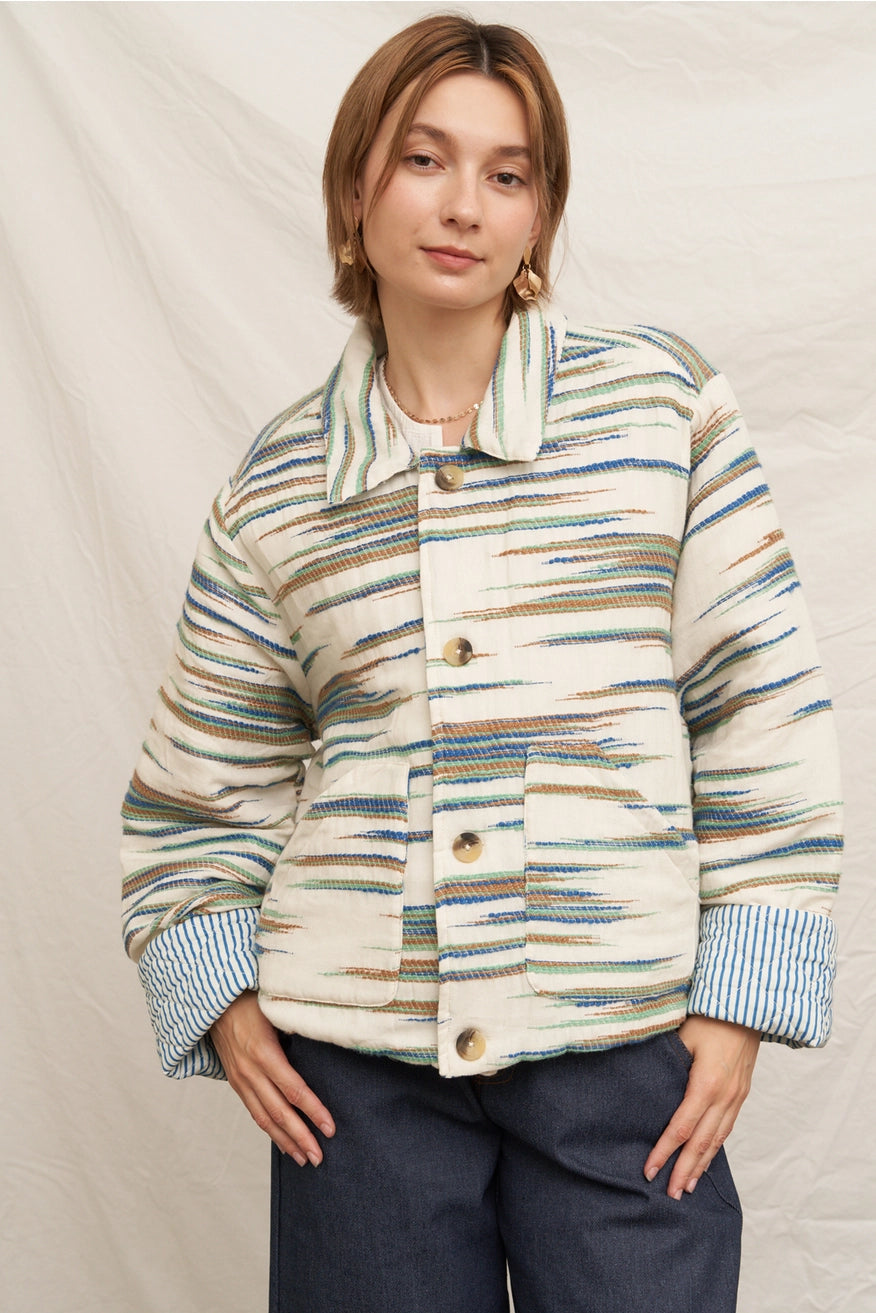 Geo Printed Quilted Jacket