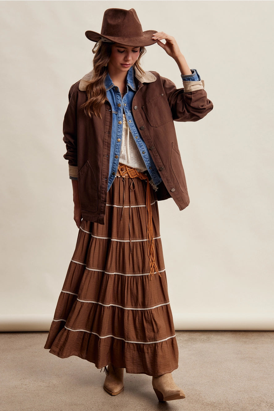 Espresso Contrast Collar Utility Barn Jacket