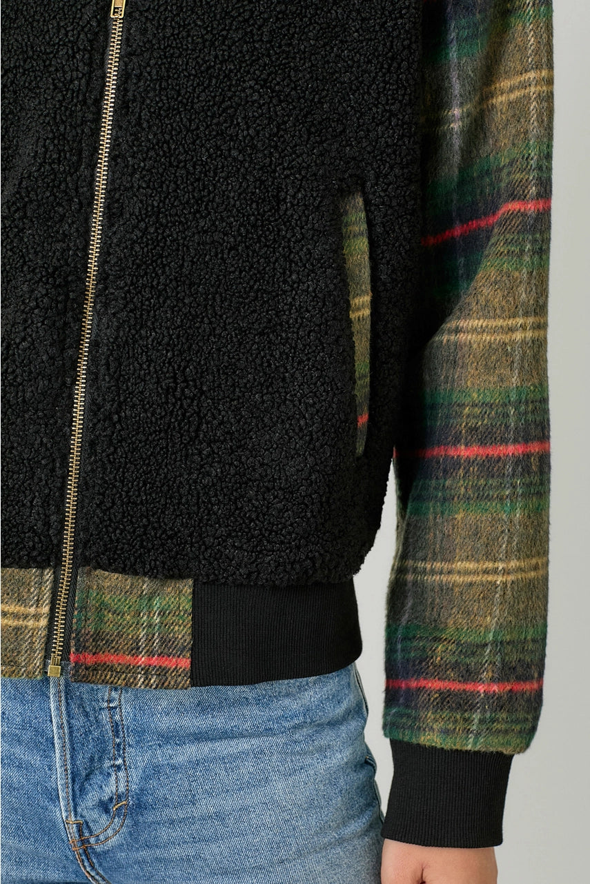 Mix Media Fur Bomber Jacket