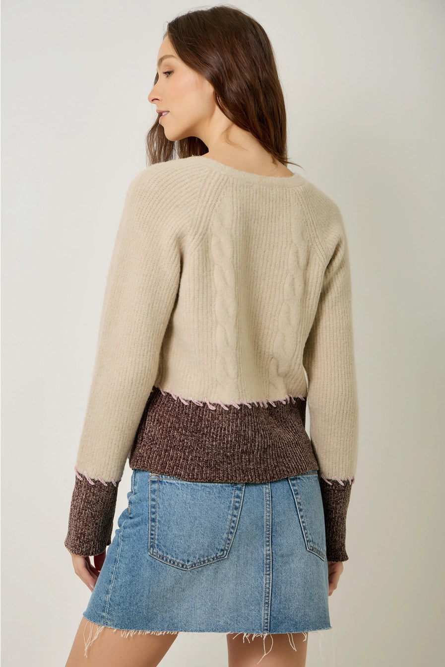 Whip Stitch Color Block Cardigan