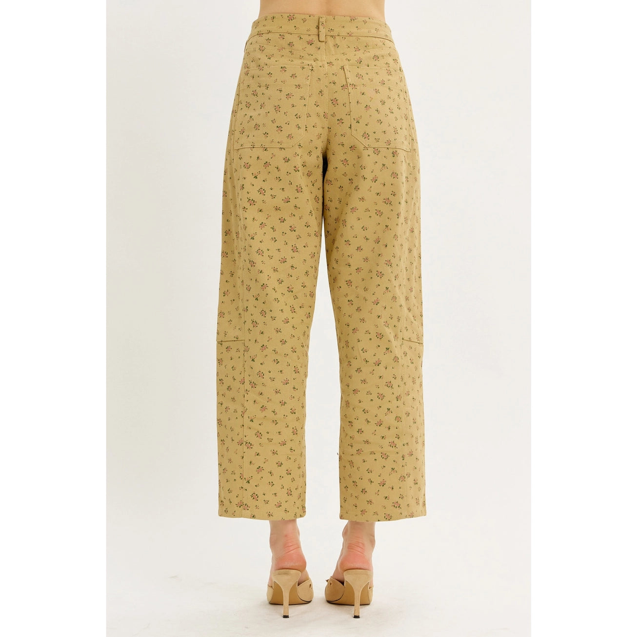 Ditsy Flower Twill Barrel Leg Pants