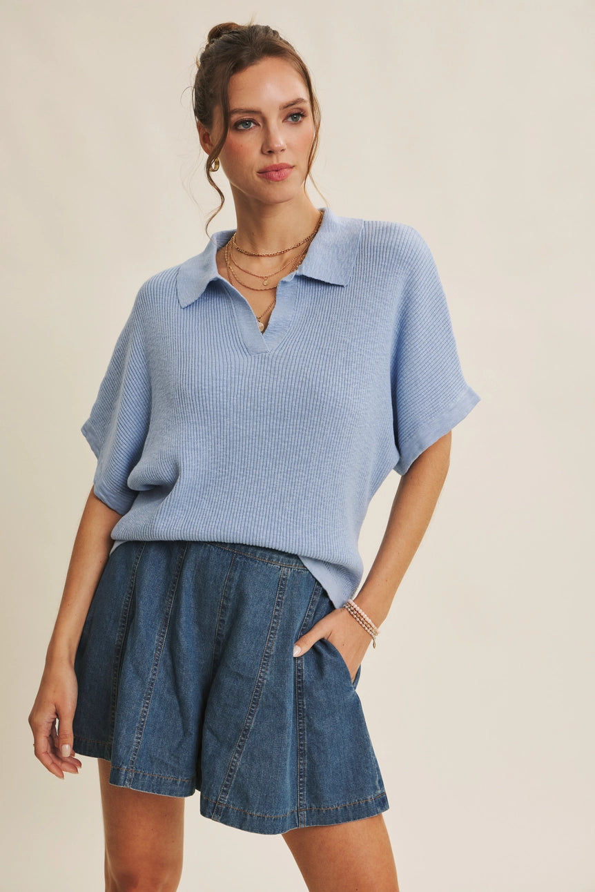 Powder Blue Morning Market All-Season Slub Rib Knit Dolman
