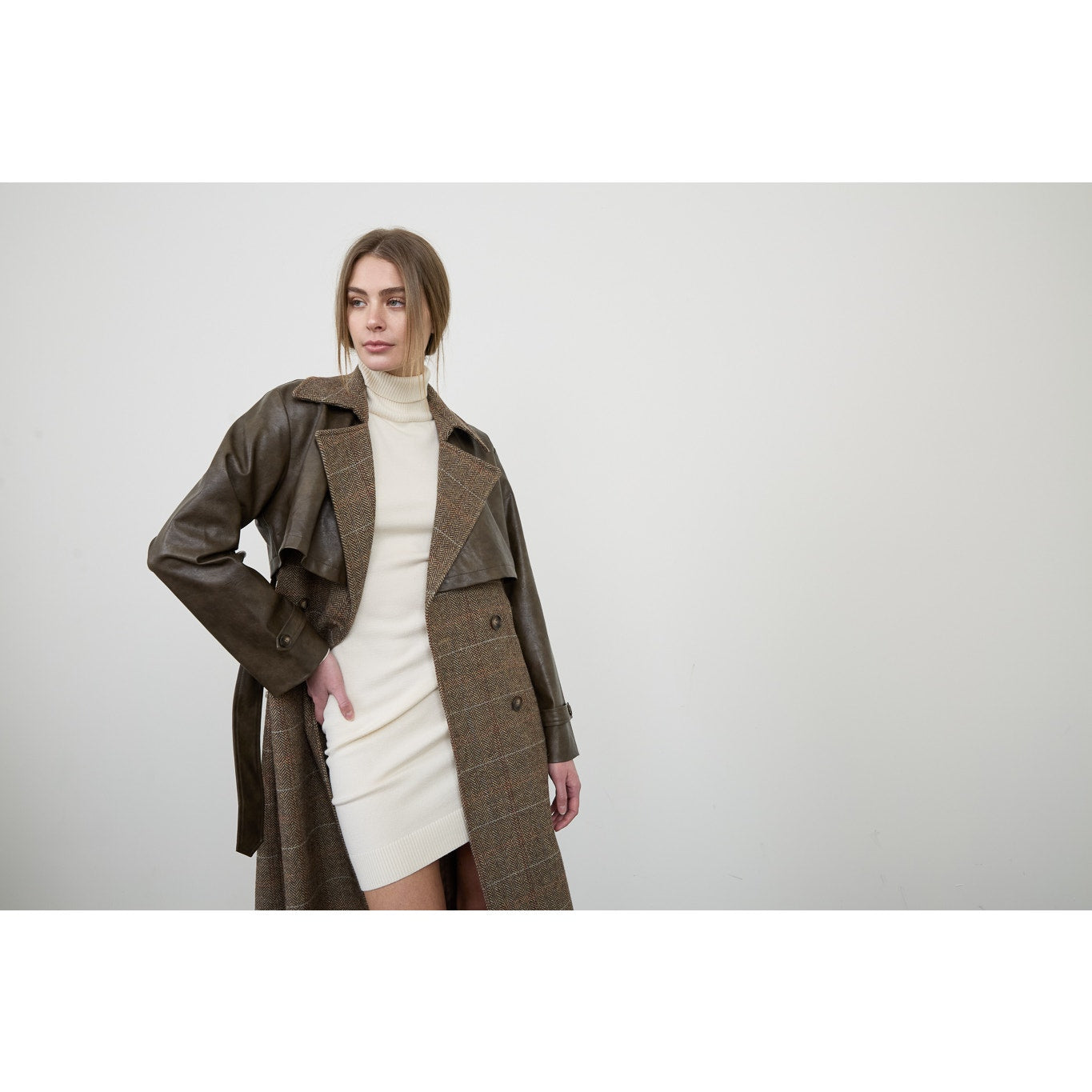 Brown Plaid Oversized Maxi Trench Belted Jacket