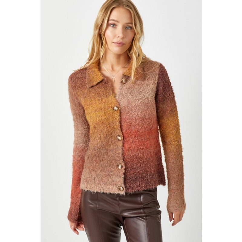 Maple Fuzzy Collared Cardigan