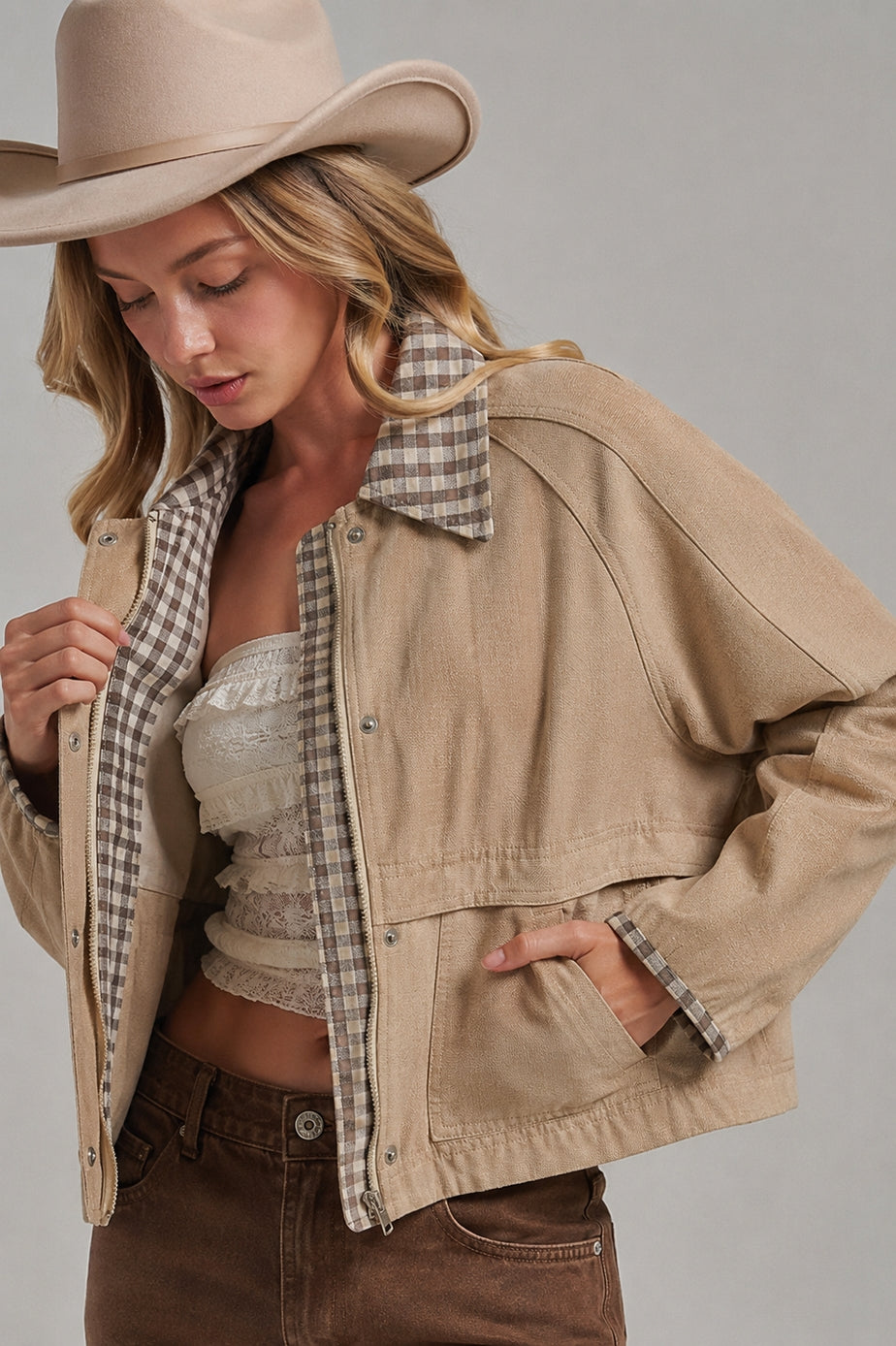 Taupe Vintage Oxford Canvas Twill Jacket