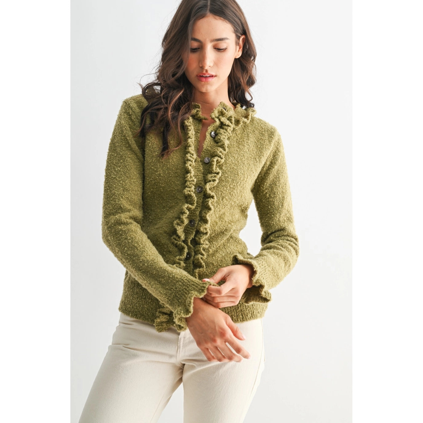 Cozy Ruffled-Trimmed Cardigan