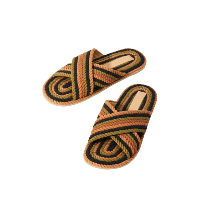 Salt + Umber Saraya Multi-Rainbow Fabric Rope Sandal