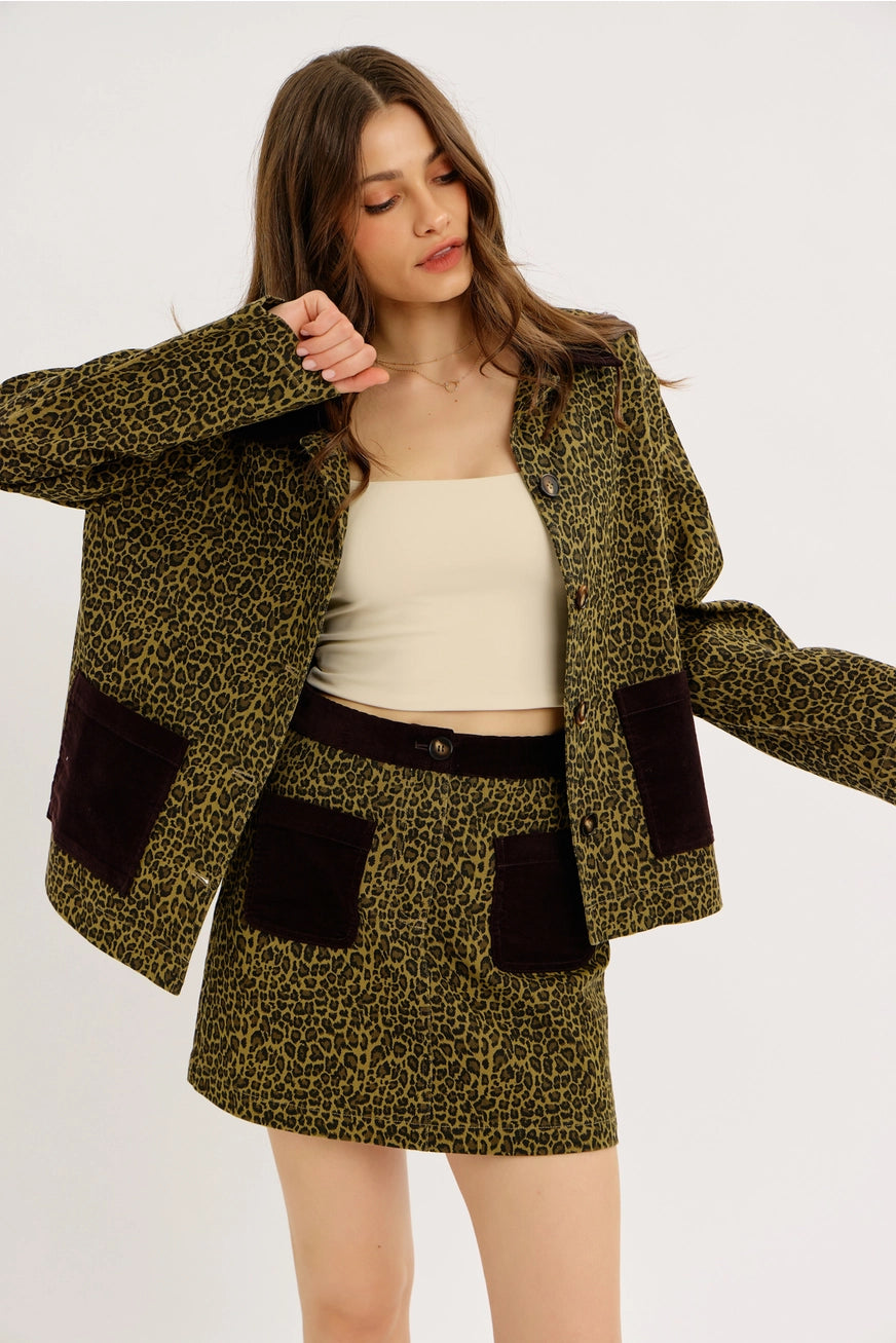 Cool Girl Uniform Leopard Utility Jacket