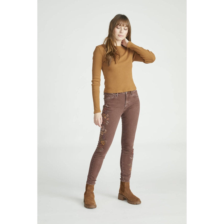 DRIFTWOOD High Rise Skinny Wildflower Dusty Brown Jeans
