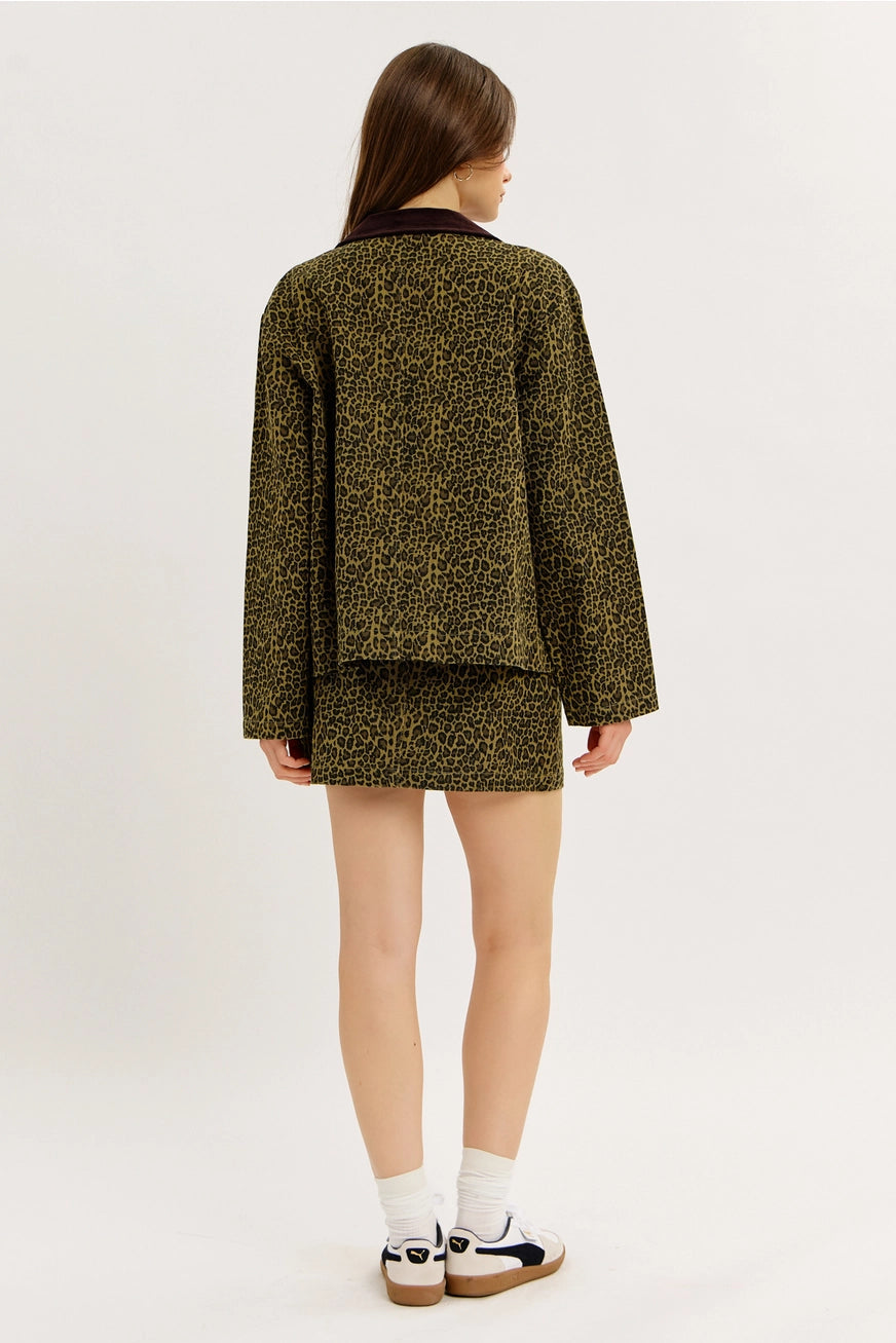 Cool Girl Uniform Leopard Utility Jacket