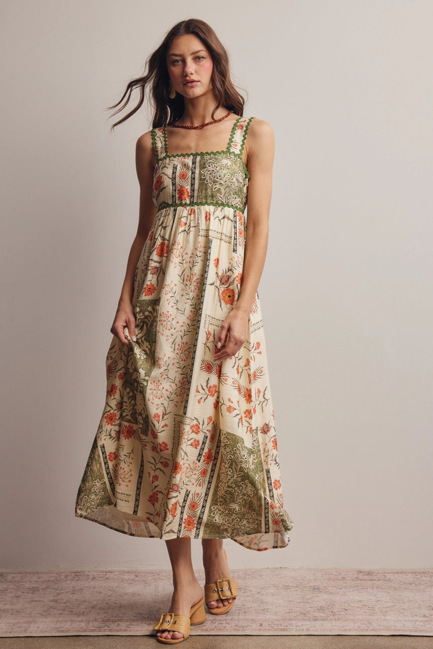 Printed Open-Back Maxi Dress