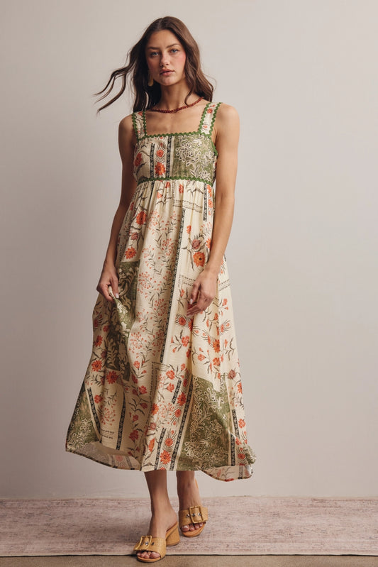 Printed Open-Back Maxi Dress