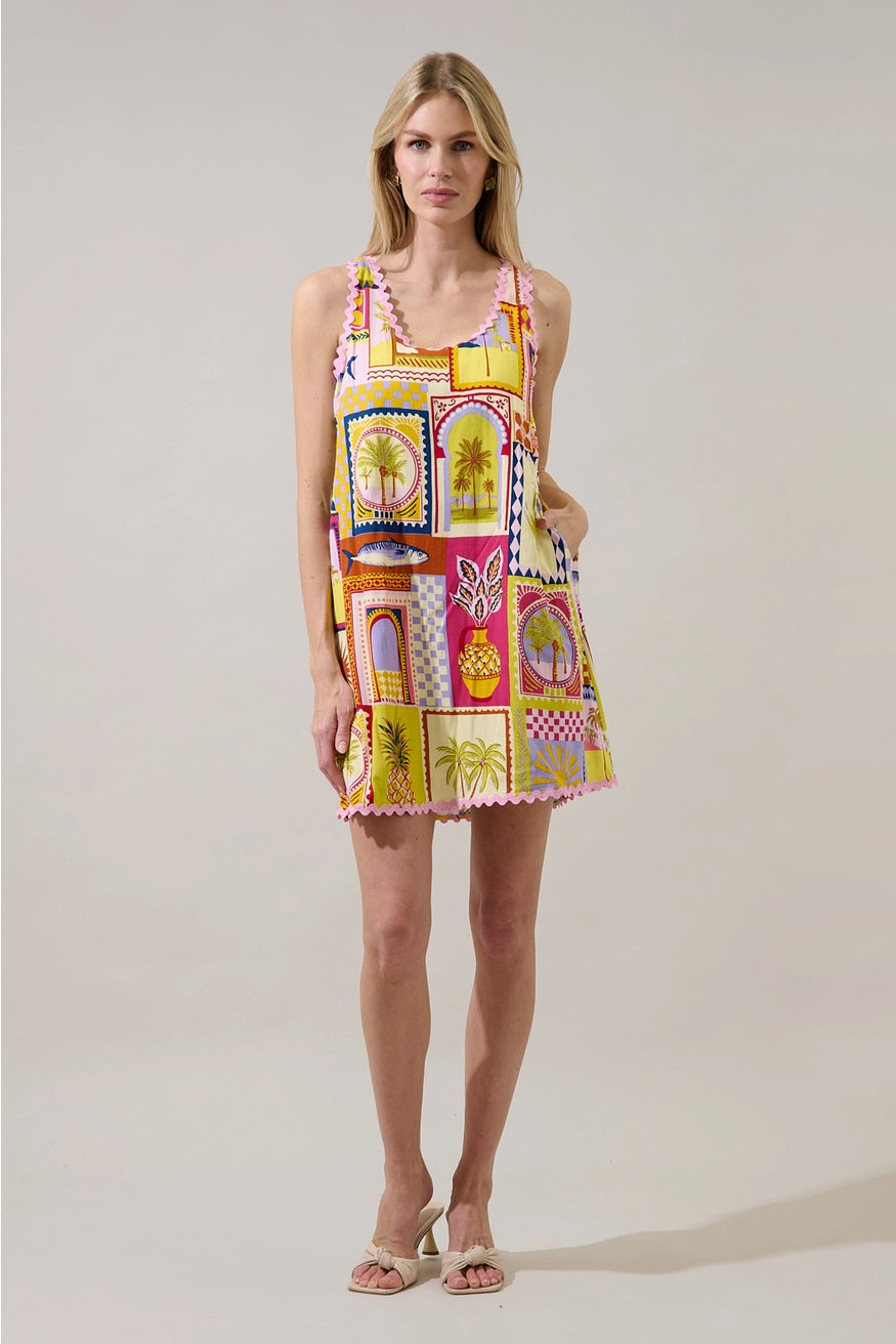Auriel Shift Mini Dress Talmar Postcard
