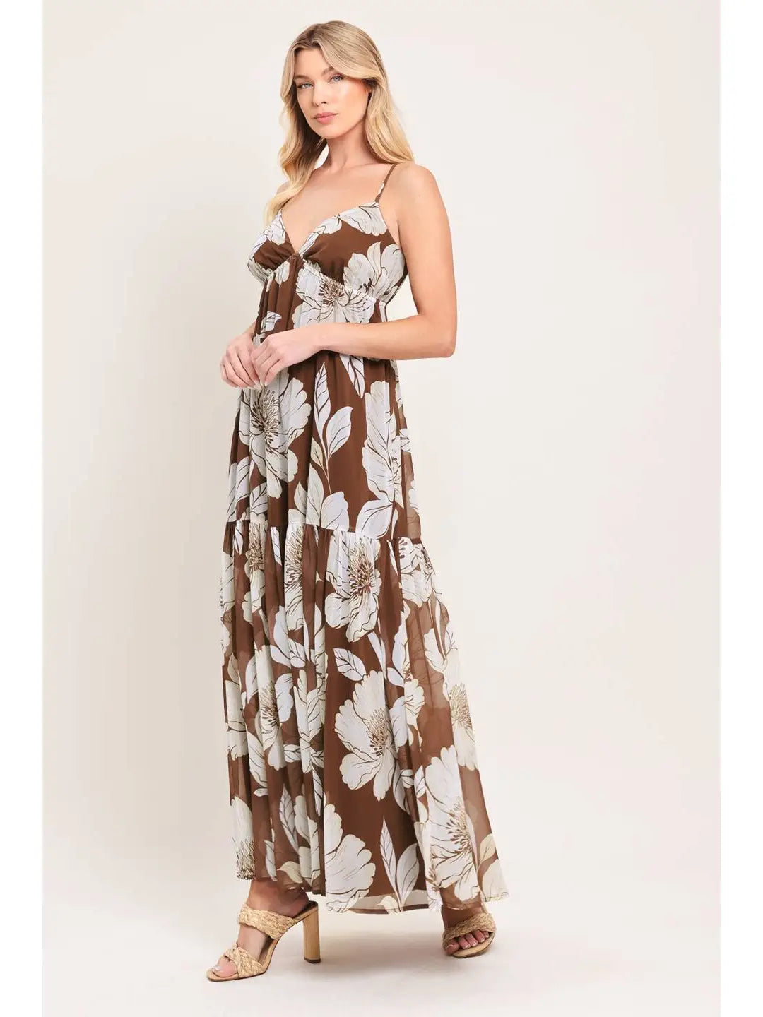 Brown Floral Maxi Dress