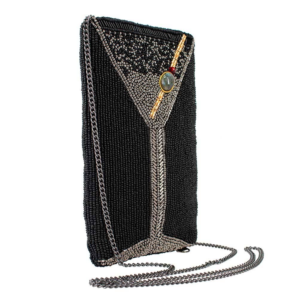 Mary Frances Make It Dirty Beaded Martini Glass Crossbody Phone Bag