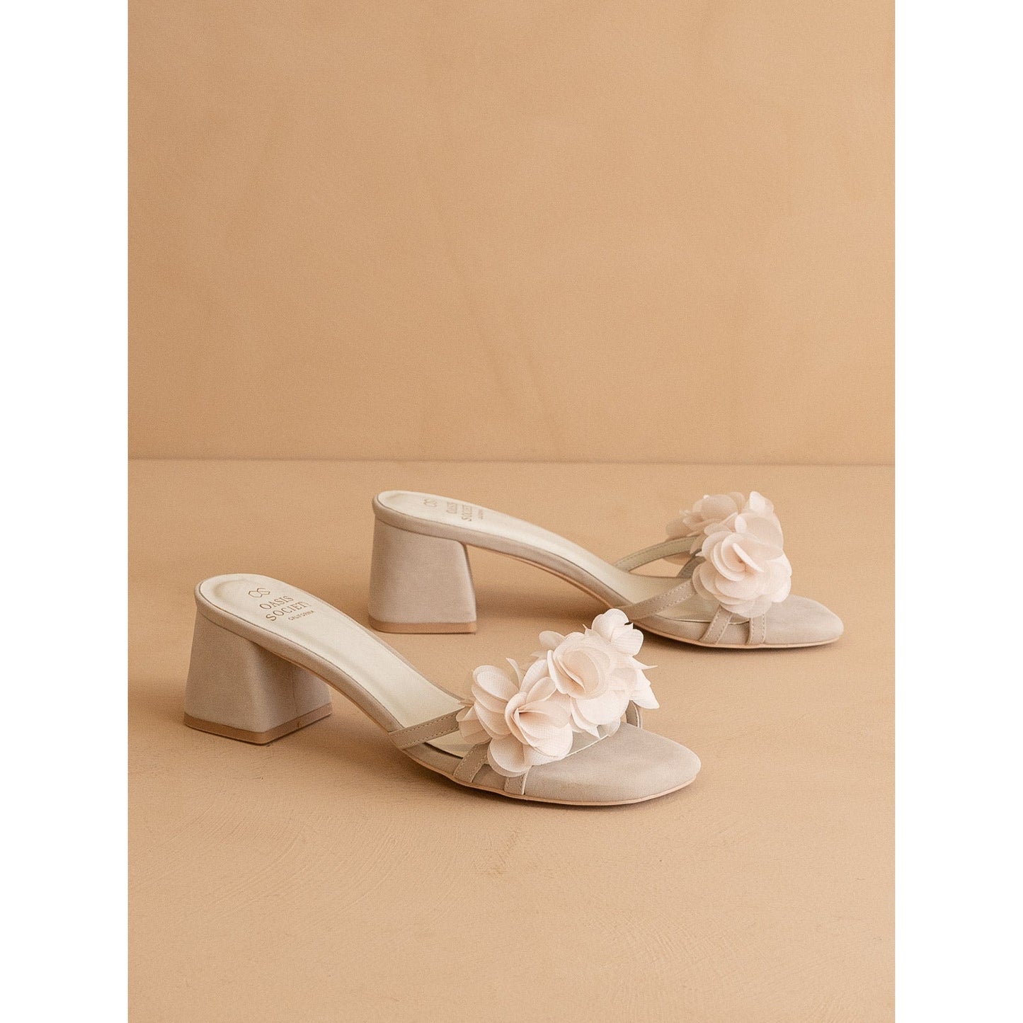 The Noor Light Grey Romantic Petal Detail Heels