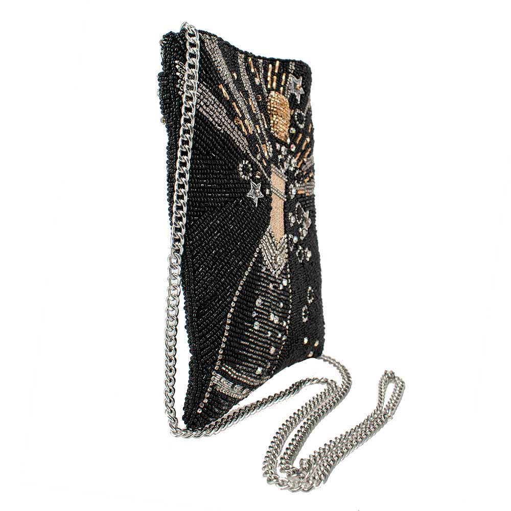 Mary Frances Bubbly Mini Beaded Champagne Bottle Crossbody Handbag