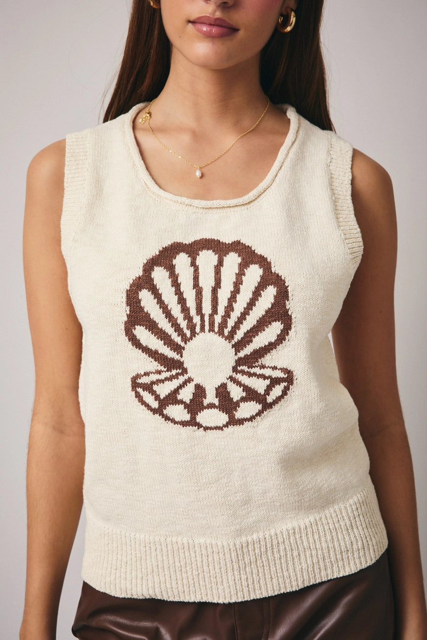 Sleeveless Shell Printed Sweater
