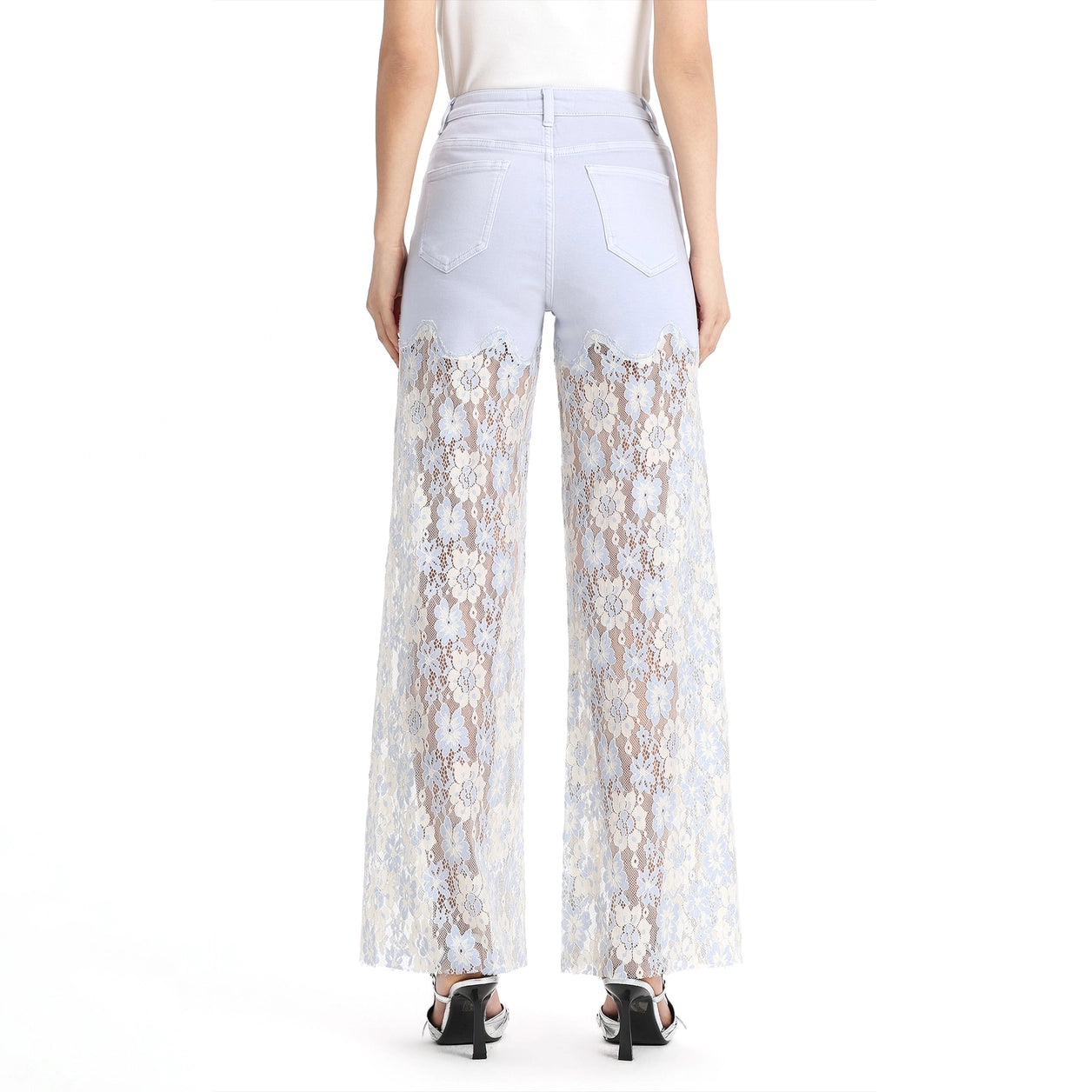 Light Lilac High Rise Lace Pants with Rhinestones