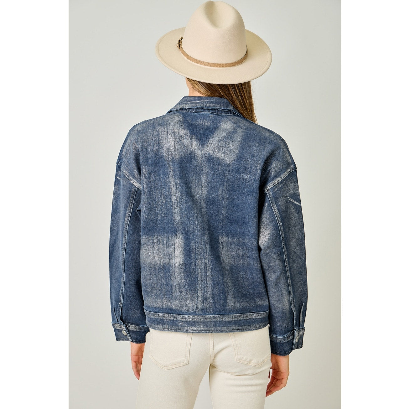 Denim Pearl Metallic Washed Denim Jacket