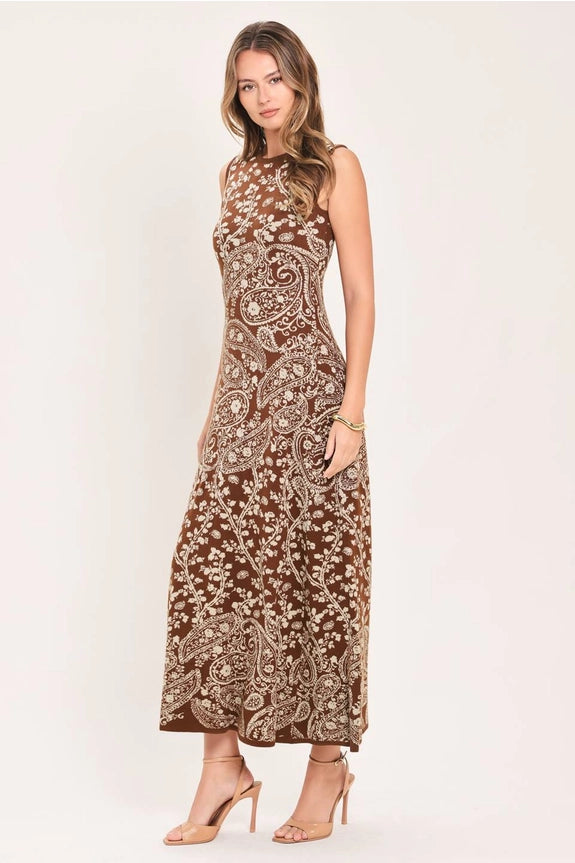 Jacquard Knit Sweater Midi Dress