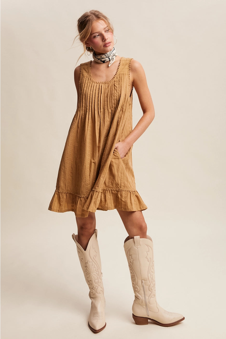 Textured Pintuck Mini Dress