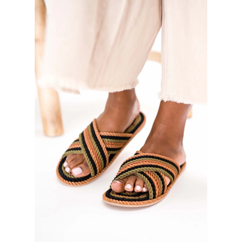 Salt + Umber Saraya Multi-Rainbow Fabric Rope Sandal