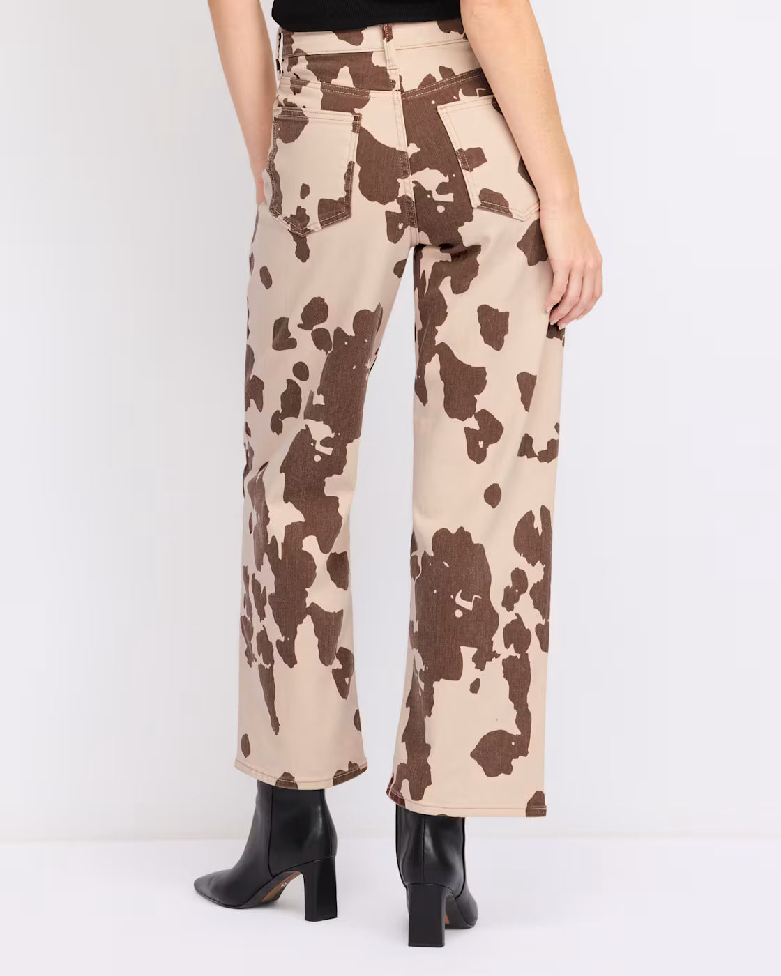 Cow Print Wide Leg Jeans