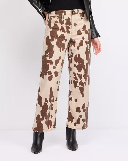 Cow Print Wide Leg Jeans